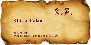 Klimo Péter névjegykártya