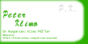 peter klimo business card